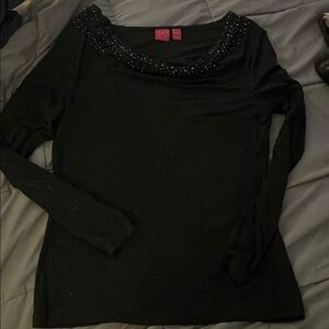 Black Beaded Women's Top